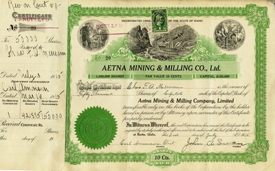 Chaz F.O. Merriam was the owner of fifty thousand shares. This certificate was marked as This was marked as cancelled.