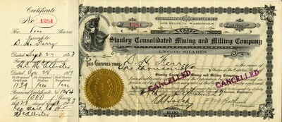 D.H. Ferry was the owner of one thousand shares. This certificate was marked as This was marked as cancelled.