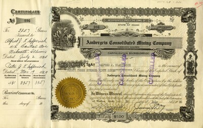 Alfred J. Klapphrich was the owner of thirty-three hundred fifty-seven shares. This certificate was marked as This was marked as cancelled.