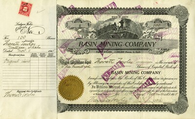 Therrett Towles was the owner of one hundred shares. This certificate was marked as This was marked as cancelled.