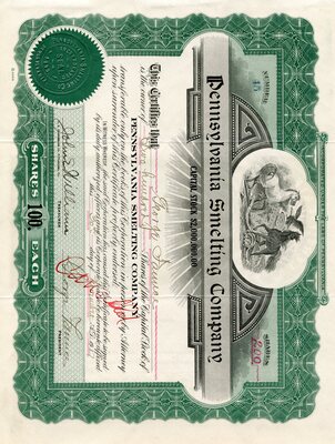 George Faunce was the owner of two hundred shares. This certificate was marked as This was marked as cancelled.