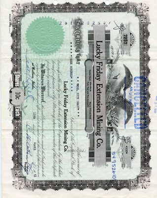 Mrs. Ruth Grant was the owner of three hundred shares. This certificate was marked as This was marked as cancelled.