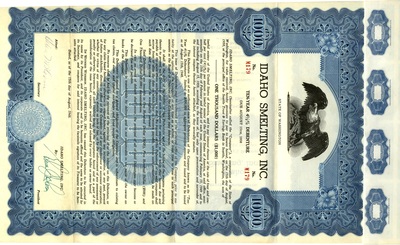 This certificate certifies that someone was the owner of one thousand dollars debenture.