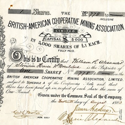 William R. Alexander was the owner of one share.