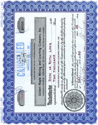 Don long, Ruth long was the owner of two thousand shares. Cancelled.