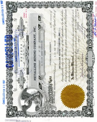 Virginia Mattern was the owner of four thousand shares. Cancelled.