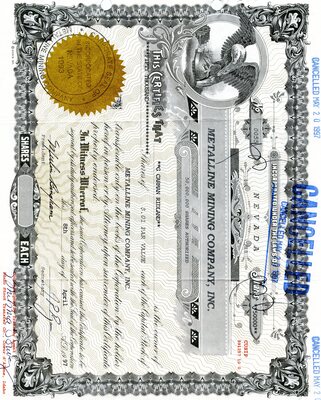 G. Carman Ridland was the owner of fifty thousand shares. Cancelled.