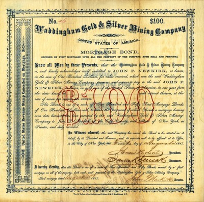 This certificate certifies that the owner owns one hundred dollars worth of mortgage bonds.