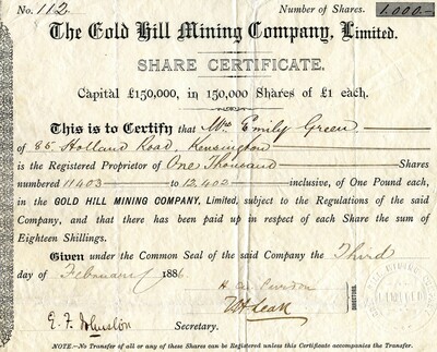 Mrs. Emily Green was the owner of one thousand shares.