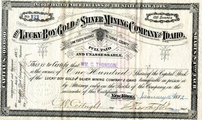 Wm. G. Thomson was the owner of one hundred shares.