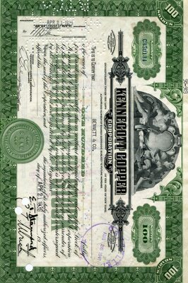 Bennett & Co. was the owner of one hundred shares. Cancelled.