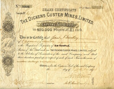 John Harkley (?) was the owner of two hundred shares.