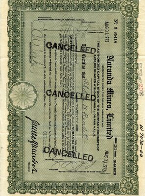 Philip B. Rendell was the owner of twenty shares. Cancelled.