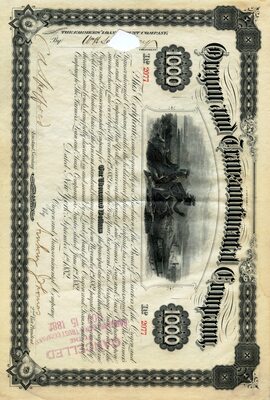 This certificate certifies that the holder owns one thousand dollars in gold bonds.