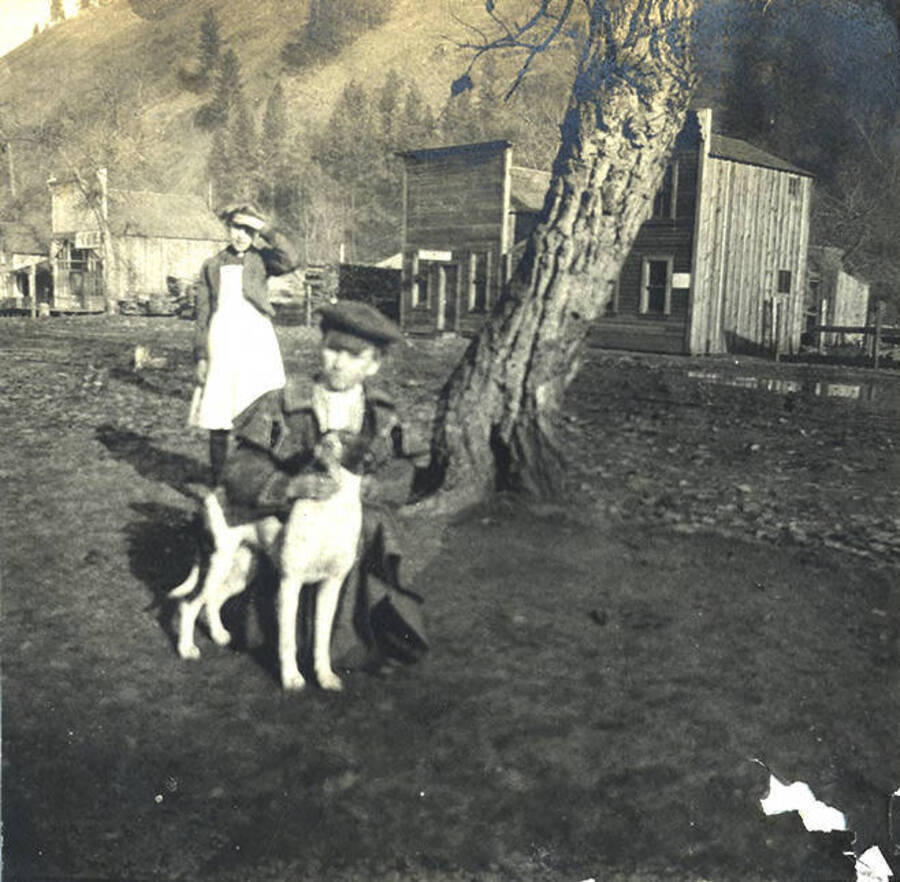 Elizabeth Jackson (left) and Leeta Stonebraker with dog in Stites, Idaho.