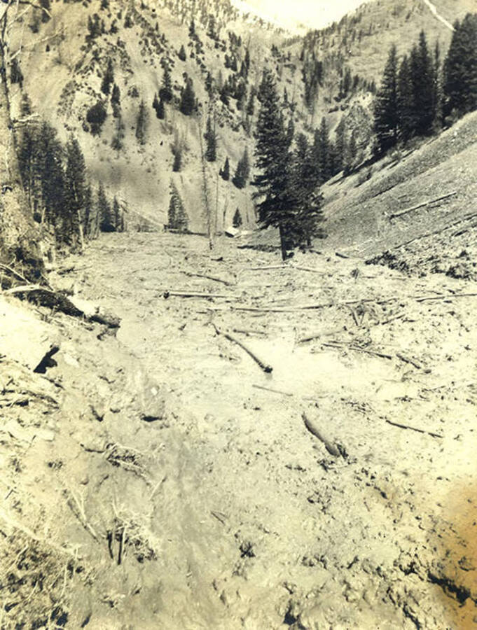 Mudslide that blocked Monumental Creek and flooded the town of Roosevelt.