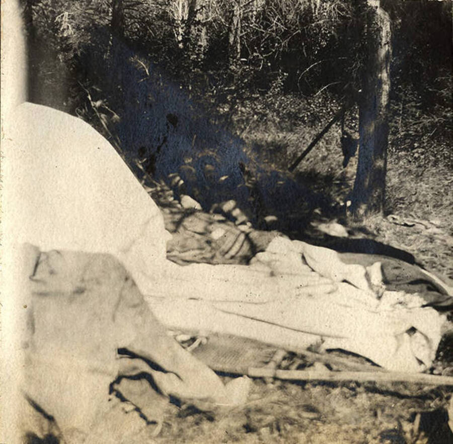 Sumner Stonebraker sleeps at his campsite near Fish Lake.