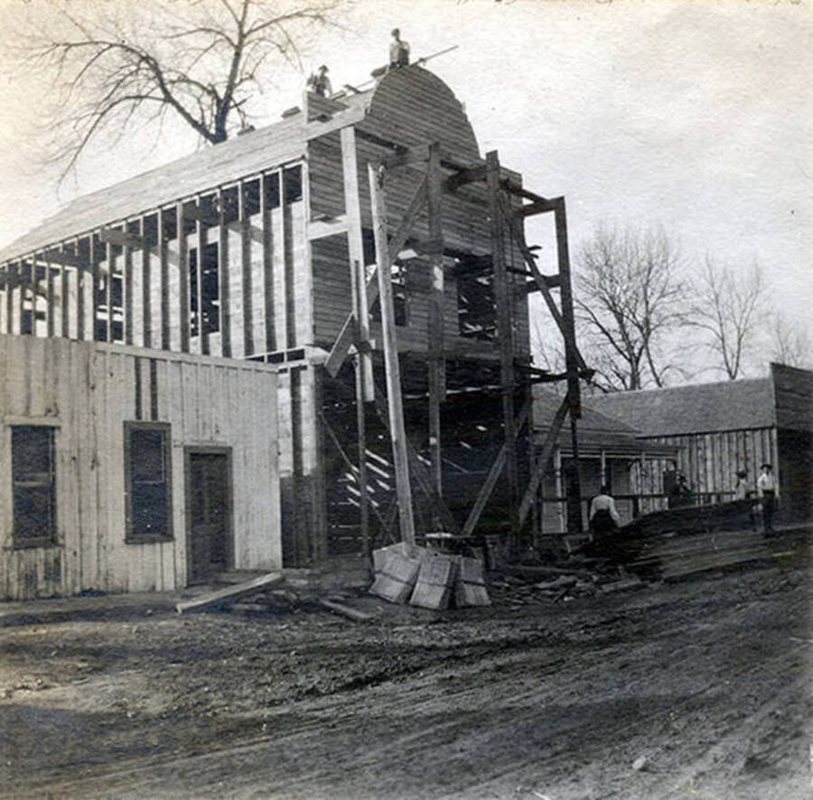 Main Street building construction in the town of Stites, Idaho.