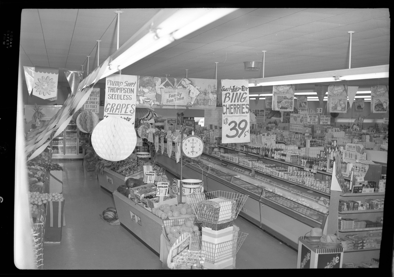 Photo of the interior of the Food Center and Thrift Store produce and drink section.
