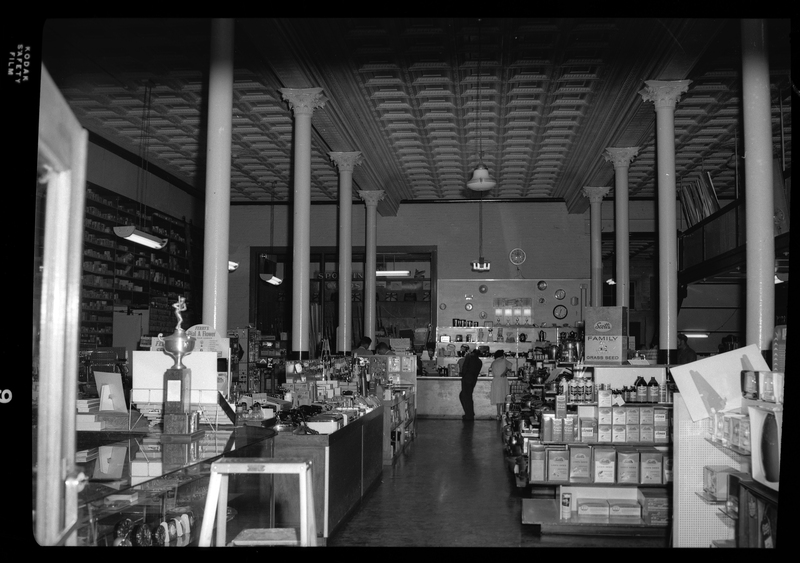 Photo of the interior of the Coeur d'Alene Hardware Store. There are shelves with various hardware equipment throughout the store for sale.