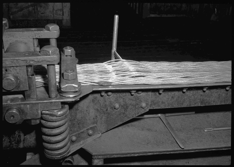 Ropes and equipment in a Morning Mine Facility. Previously described as: "Morning Mine rope house."