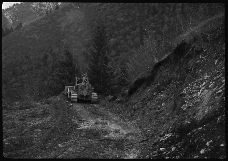 A piece of machinery moving through the dirt of the Greenough Operation at Lucky Friday Mine.