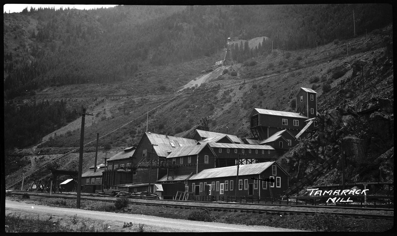 Image of Tamarack Mill in New Meadows, Idaho. All of the buildings of the mill can be seen, even up the hill.