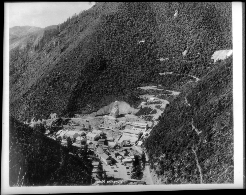 Image of a photograph overlooking Sunshine mine and the surrounding tree covered area.