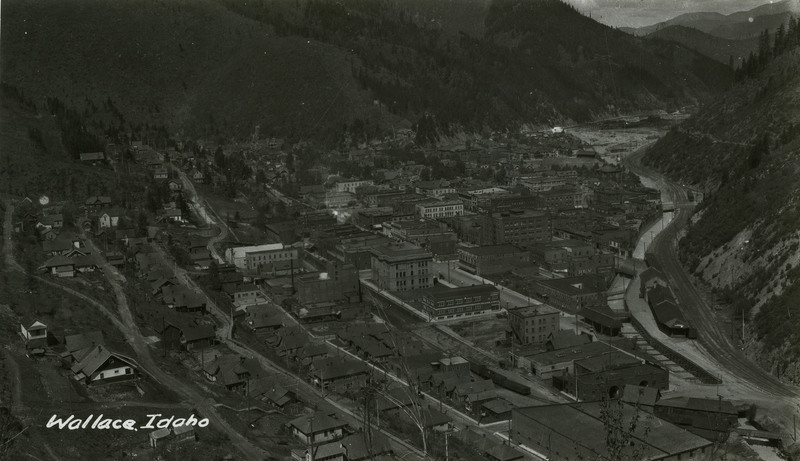 An overhead view of Wallace, Idaho. 