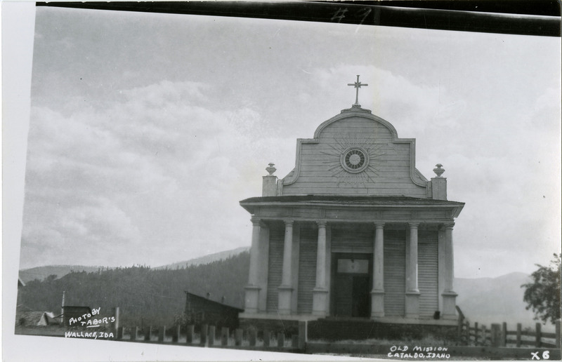 Postcard depicting Old Mission Cataldo in Cataldo, Idaho.