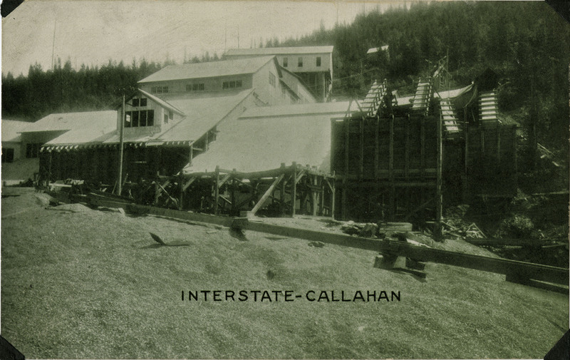 Postcard of the Interstate-Callahan Mine, at the east fork of 9 Mile Creek Road, near Wallace, Idaho.