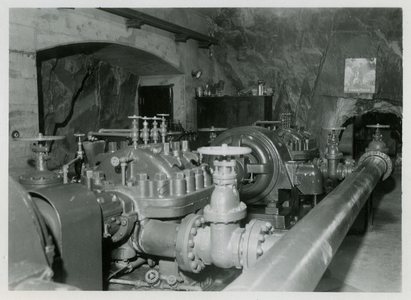 Photograph of mining machinery in the pump room.