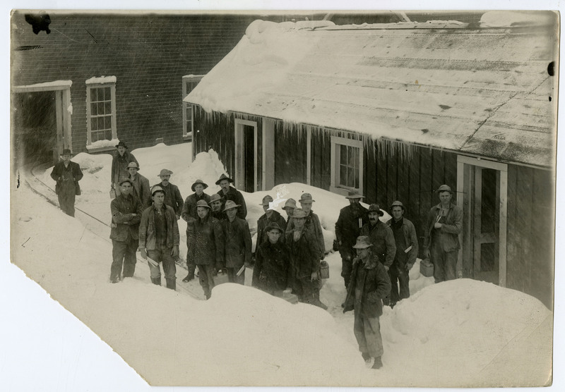 Miners in the snow working at the Hecla Mining Company in Wallace, Idaho.