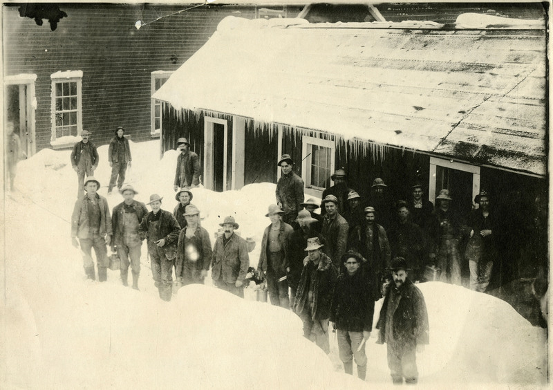 Miners in the snow working at the Hecla Mining Company in Wallace, Idaho.