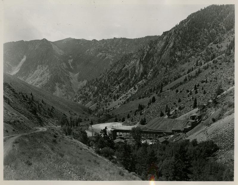View of the Surface Plant and Mill of the Clayton Silver Lead Mining Company in Clayton, Idaho. It was a lead, zinc, and silver producer on the Salmon River.
