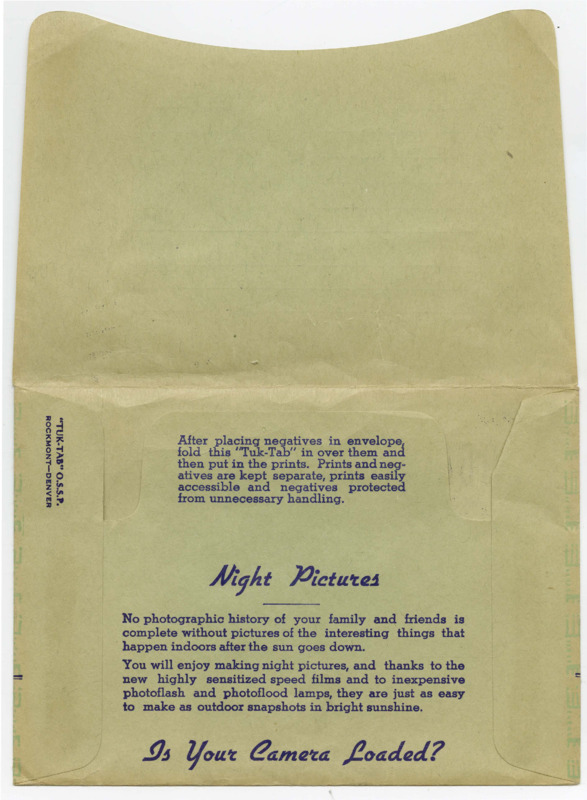 Green photograph envelope with handwritten text that reads, "Mine Rescue Car" and "1-12-39" on the outside flaps.