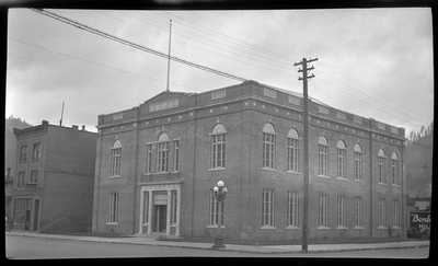 Photo of the Benevolent and Protective Order of Elks building in what is likely Wallace, Idaho.