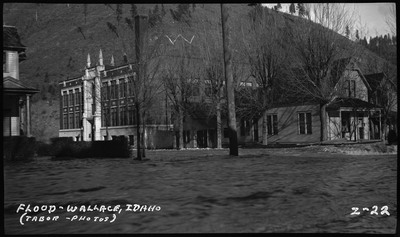 A street in Wallace, Idaho during a flood.