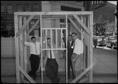 Four Silver Jubilee Bullpen members known as "Whiskers" standing in a bullpen.