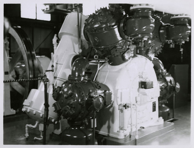 Photograph of a compressor in the Hoist Room at the Galena Mine.