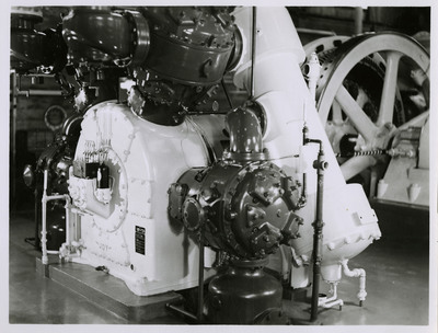 Photograph of a compressor in the Hoist Room at the Galena Mine.