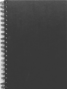 A notebook with a spiral binding.