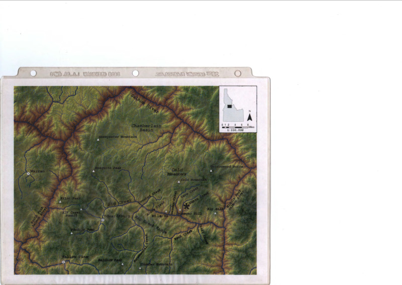 Physical map of Chamberlain Basin in central Idaho