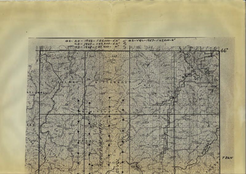 Flight map of Idaho/Montana border, surrounding and south of Bitterroot National Forest