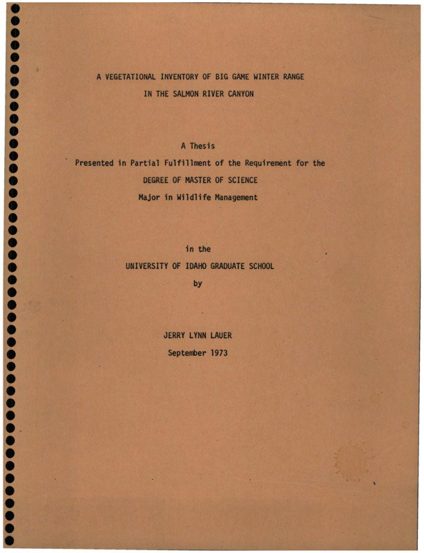 Academic thesis into the vegetation and environment of the Salmon River Canyon.