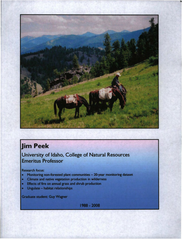 An informational sheet about Jim Peek and his Vegetation plot Studies.