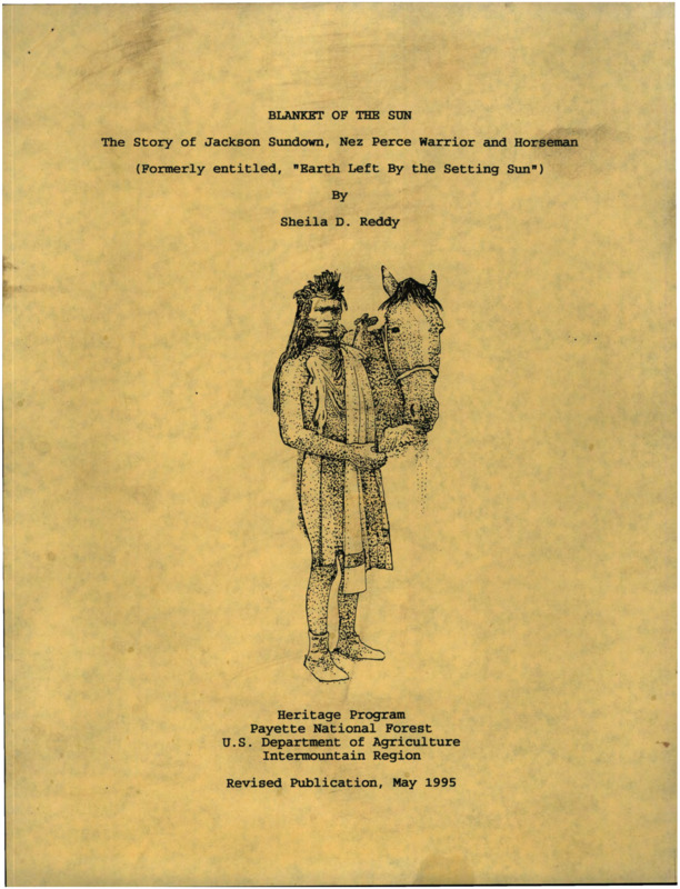 Written by Sheila Reddy, this document details the life and story of Weyetena Tut'sits Kan,·or Blanket of the Sun. Formerly entitled, "Earth Left By the Setting Sun."