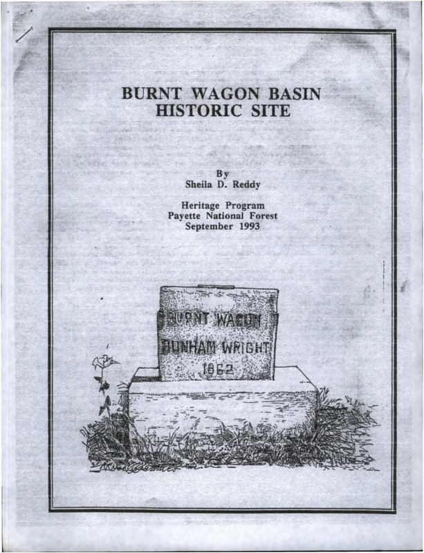 Written by Sheila Reddy, this document tells the history of Burnt Wagon Basin and how the wagons the area is named for came to be left there.