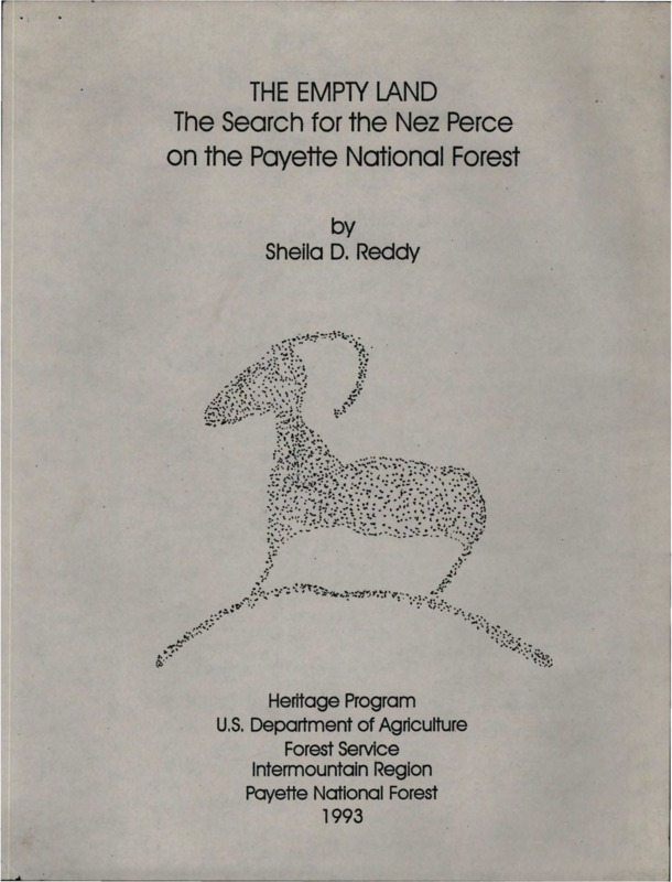 Written by Sheila Reddy, this document (also called "The Search for the Nez Perce on the Payette National Forest") contains research into the historical movements of the Nez Perce in Idaho and why they left the area.