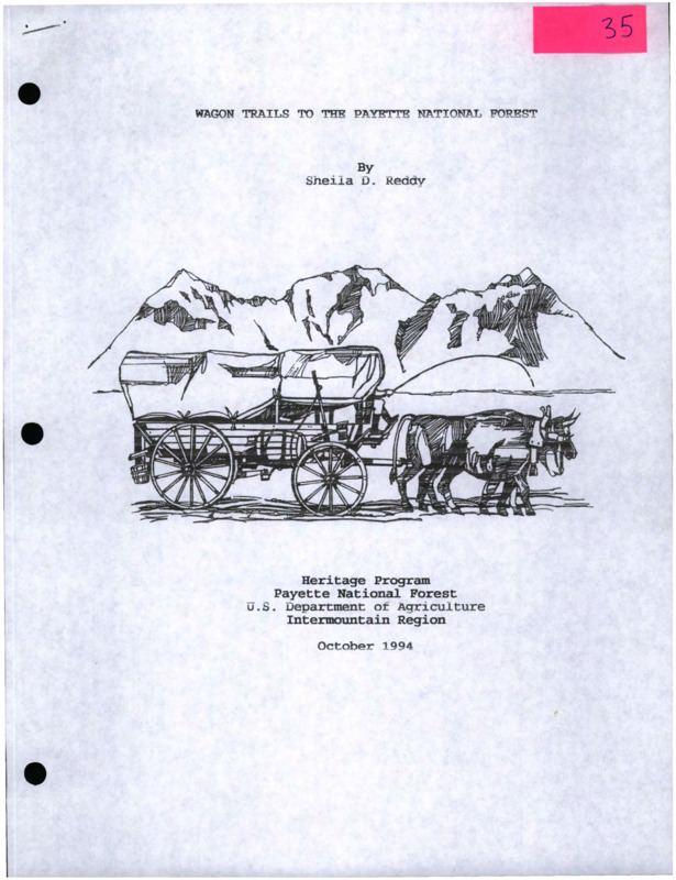 Paper on pioneers traveling on the Oregon Trail through and to Idaho.